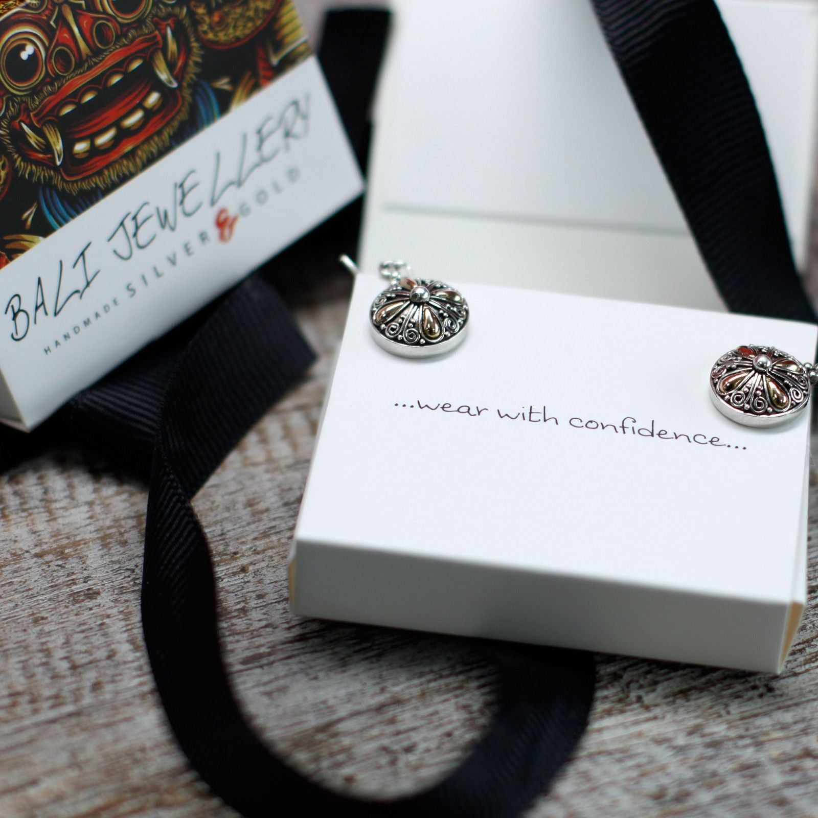 Bali Square Drop Pendant - 18k Gold & 925 Silver | Exotic Mystic Jewellery