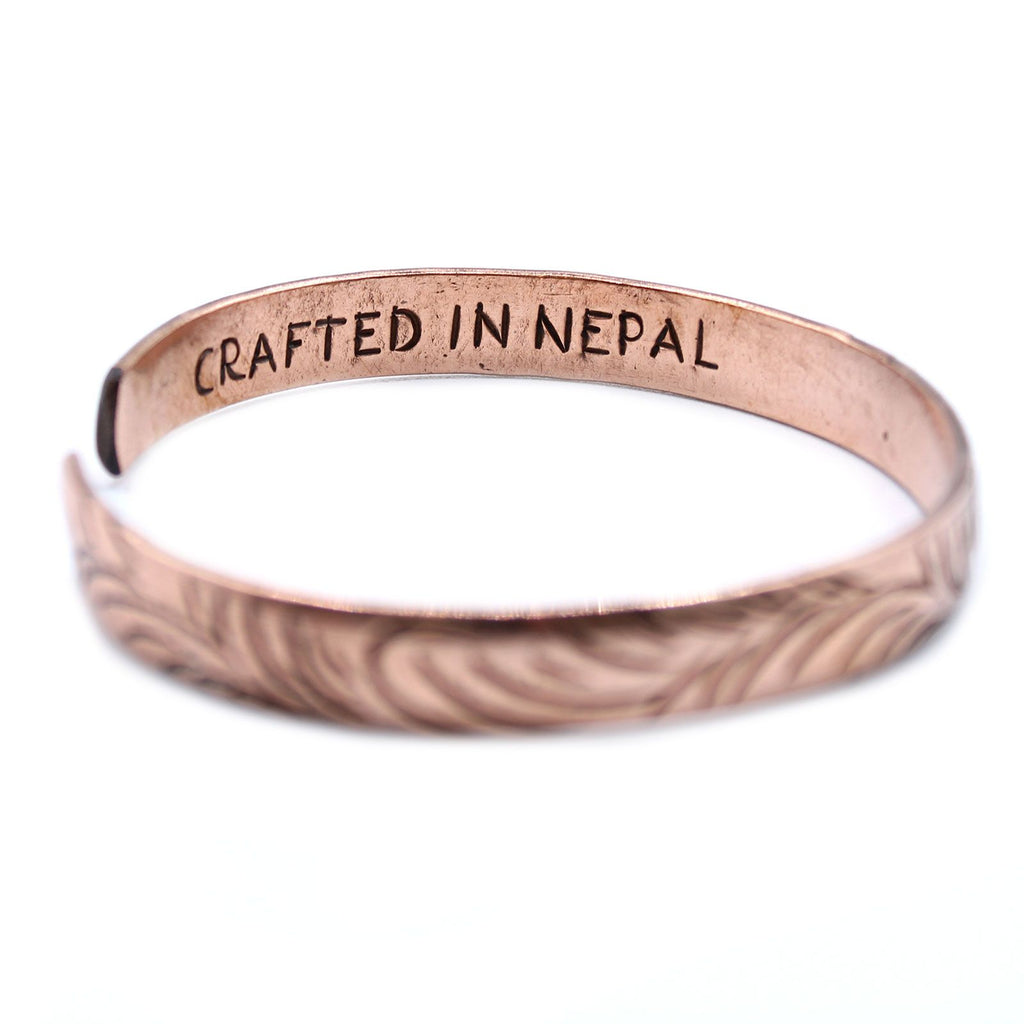 Copper Tibetan Bracelet | Slim Tribal Swirls | Handcrafted in Nepal