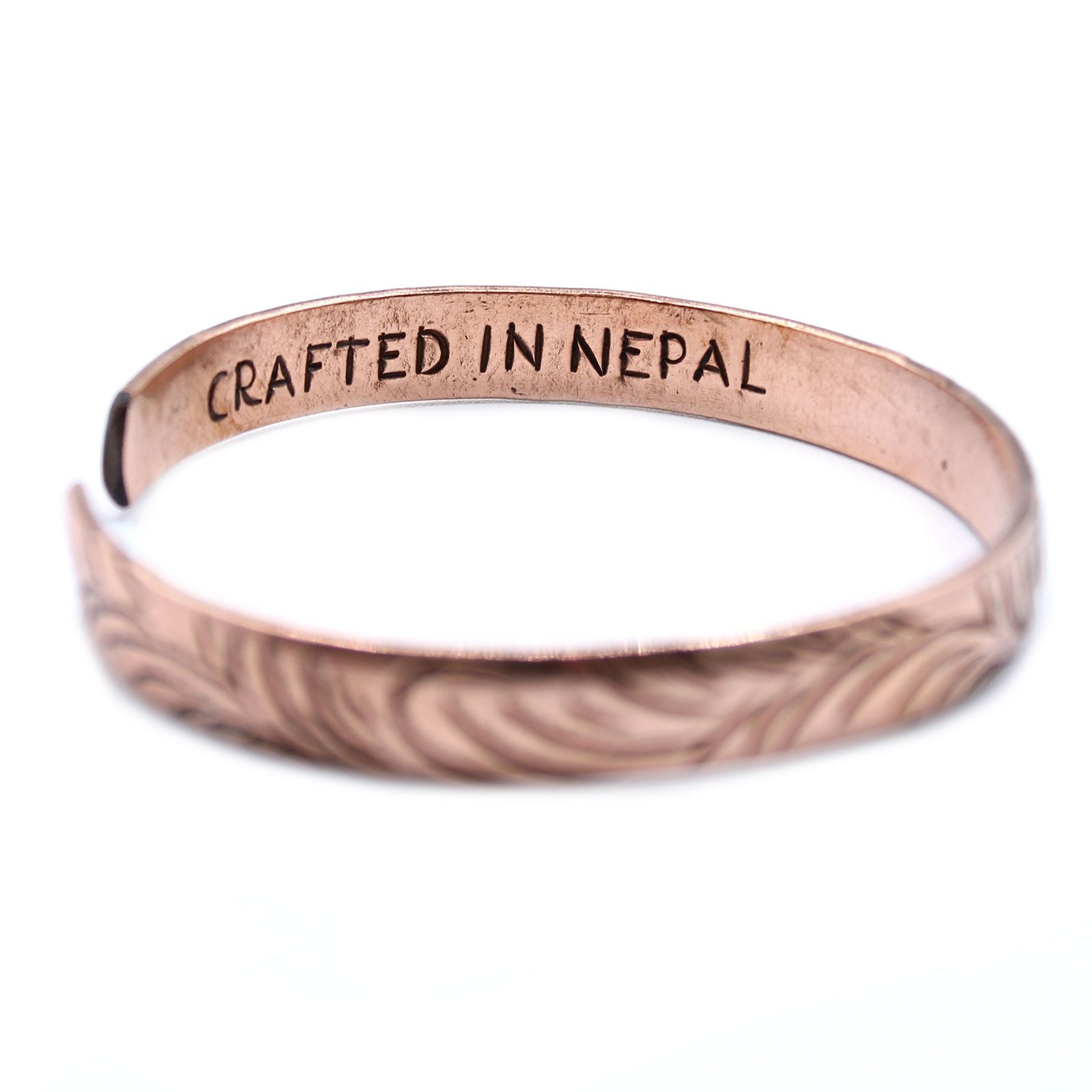 Copper Tibetan Bracelet | Slim Tribal Swirls | Handcrafted in Nepal