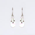 Handcrafted 925 silver three hearts Mother of Pearl shell drop earrings, white iridescent