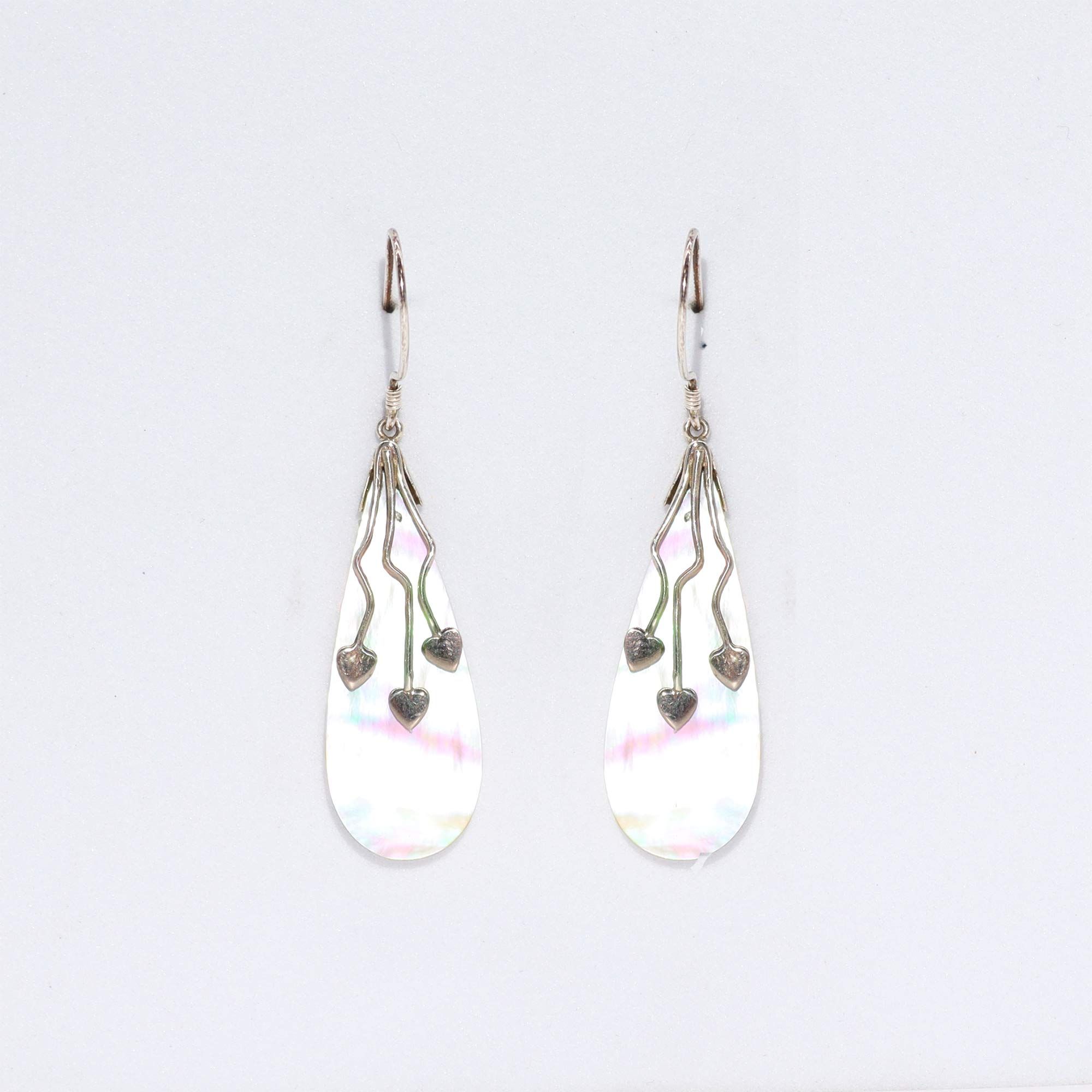 Shell & Silver Earrings | Three Hearts MOP | Handcrafted 925 Silver