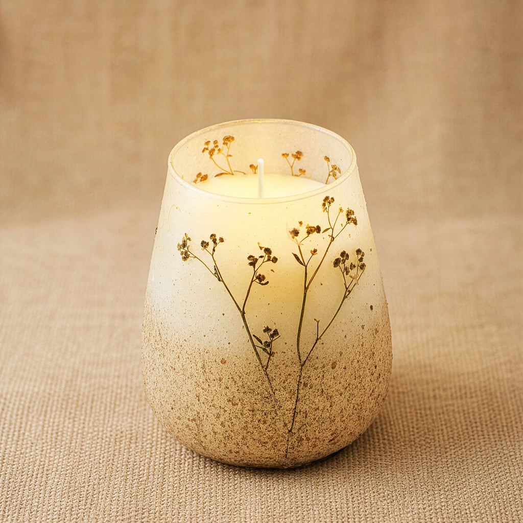 Wildlight Woods Small Glass Jar Candle | Botanical Dried Flower Design