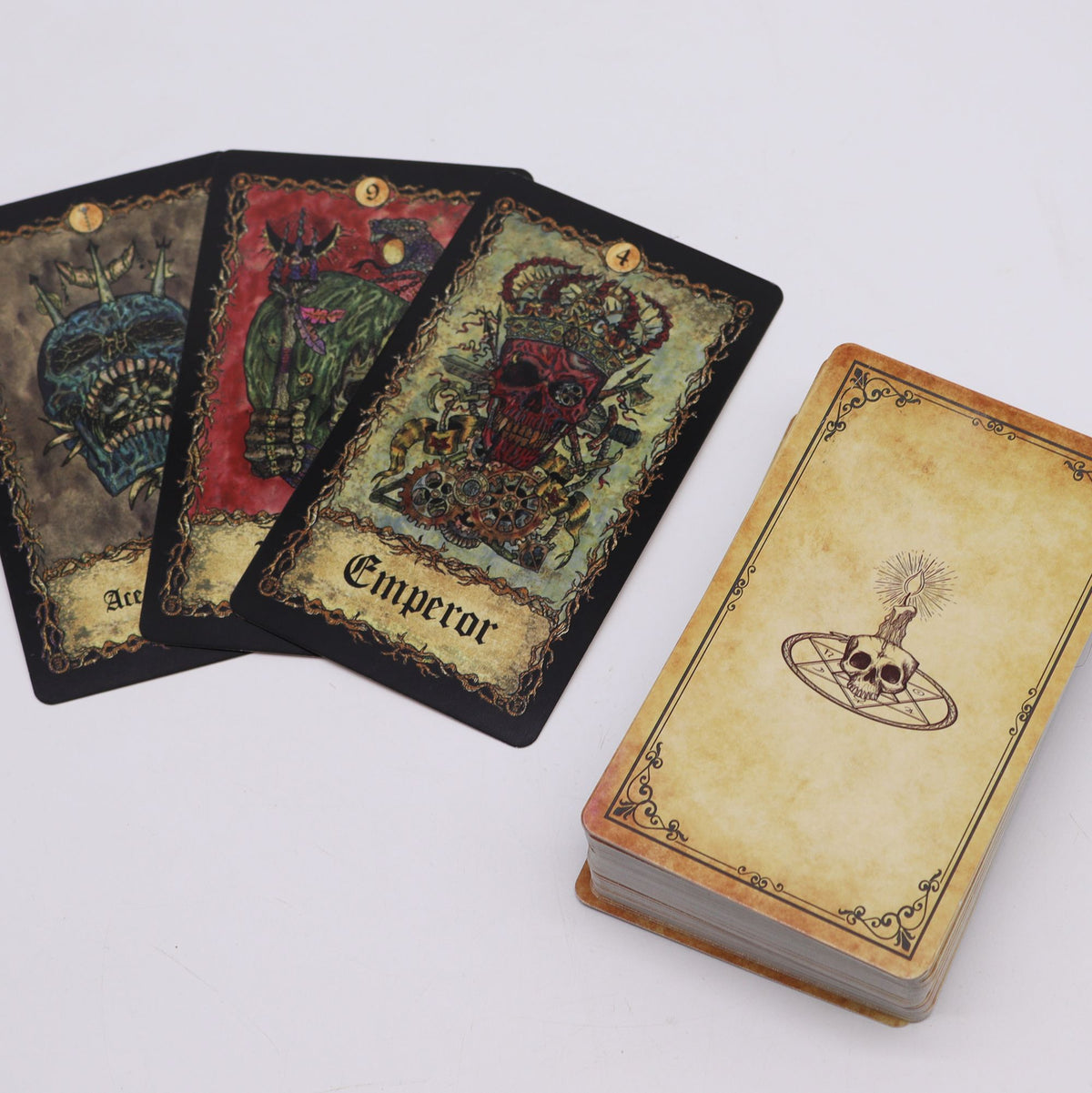 Requiem Arcana Tarot Set 78 cards and guidebook gothic tarot deck skeletal artwork