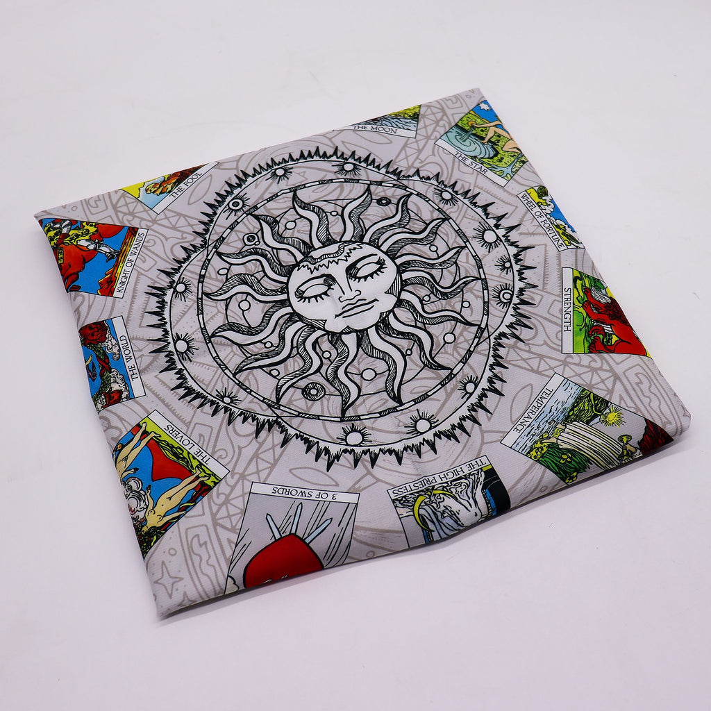 Tree of Life tarot cloth close up mandala centre detail black white