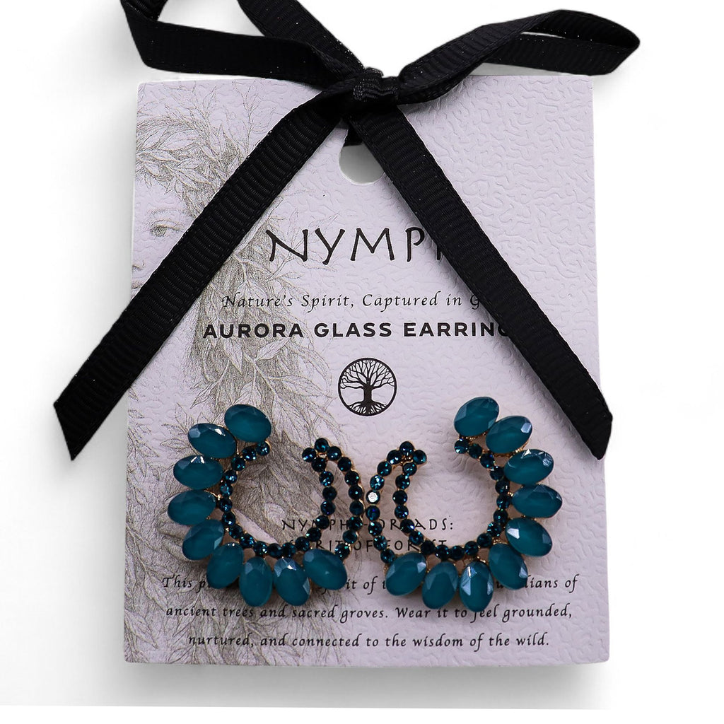 Teal Green - Vintage Glass - Loop - Earrings