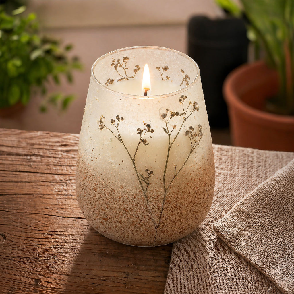 Wildlight Woods Small Glass Jar Candle | Botanical Dried Flower Design