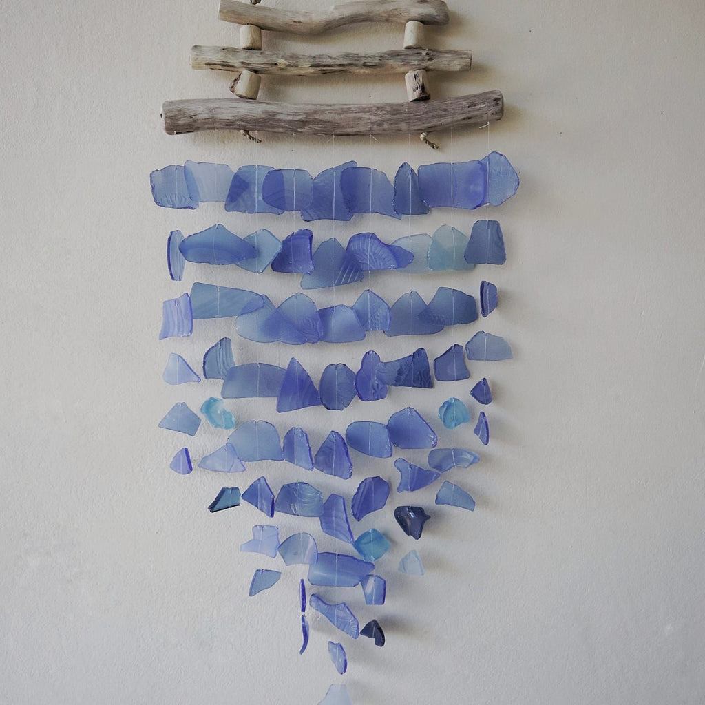 Three Stick Glass Wind Chime - All Blues