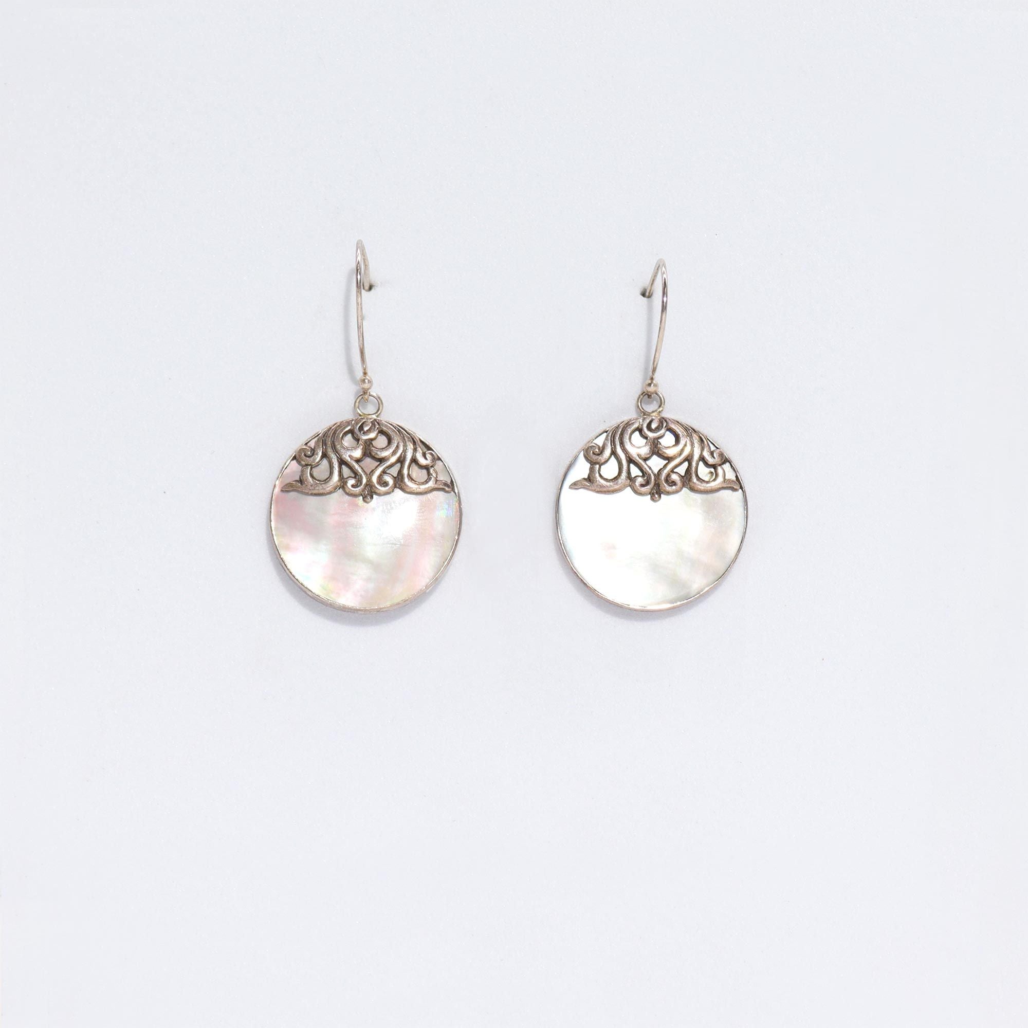 Shell & Silver Earrings | Classic Disc MOP | Handcrafted 925 Silver