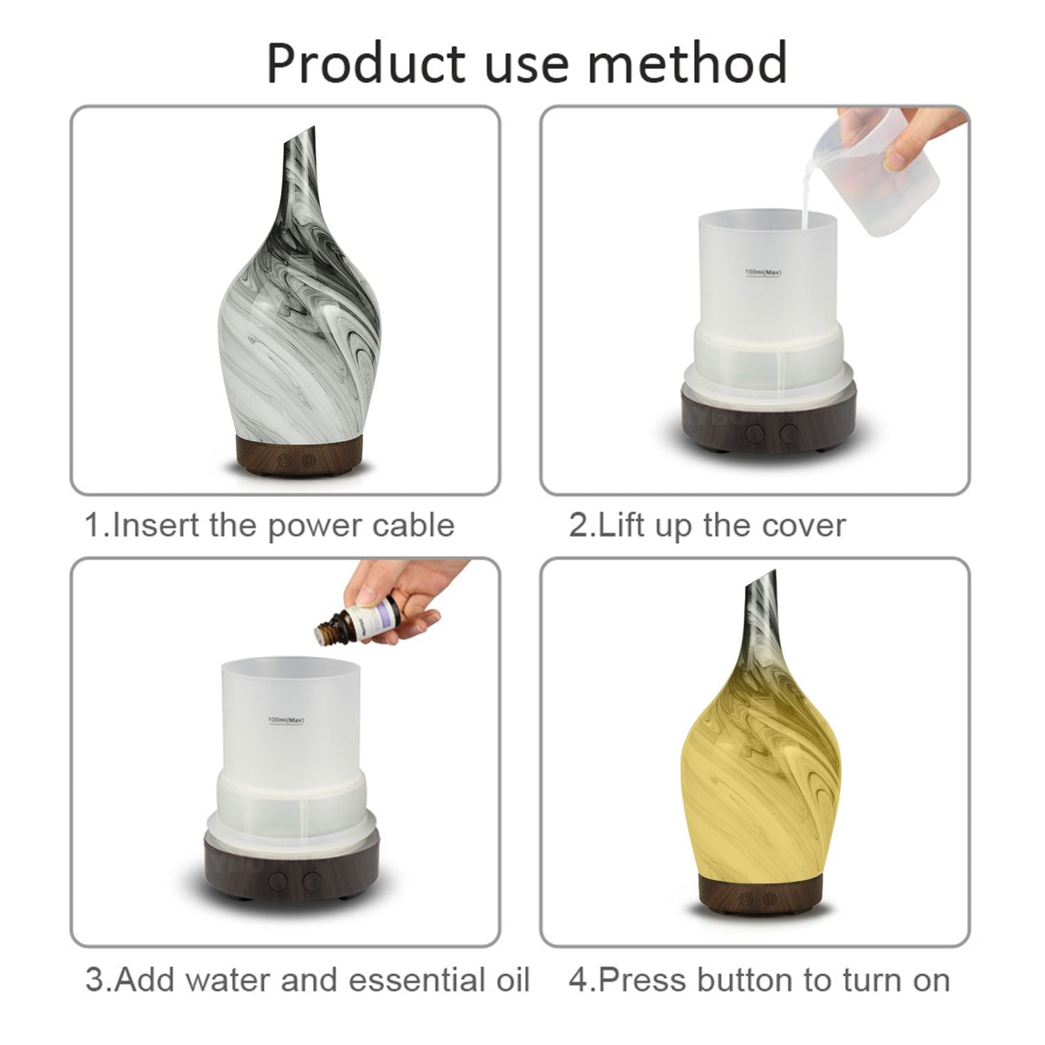 Glass Abstract Grey Aroma Atomiser | USB Ultrasonic Diffuser