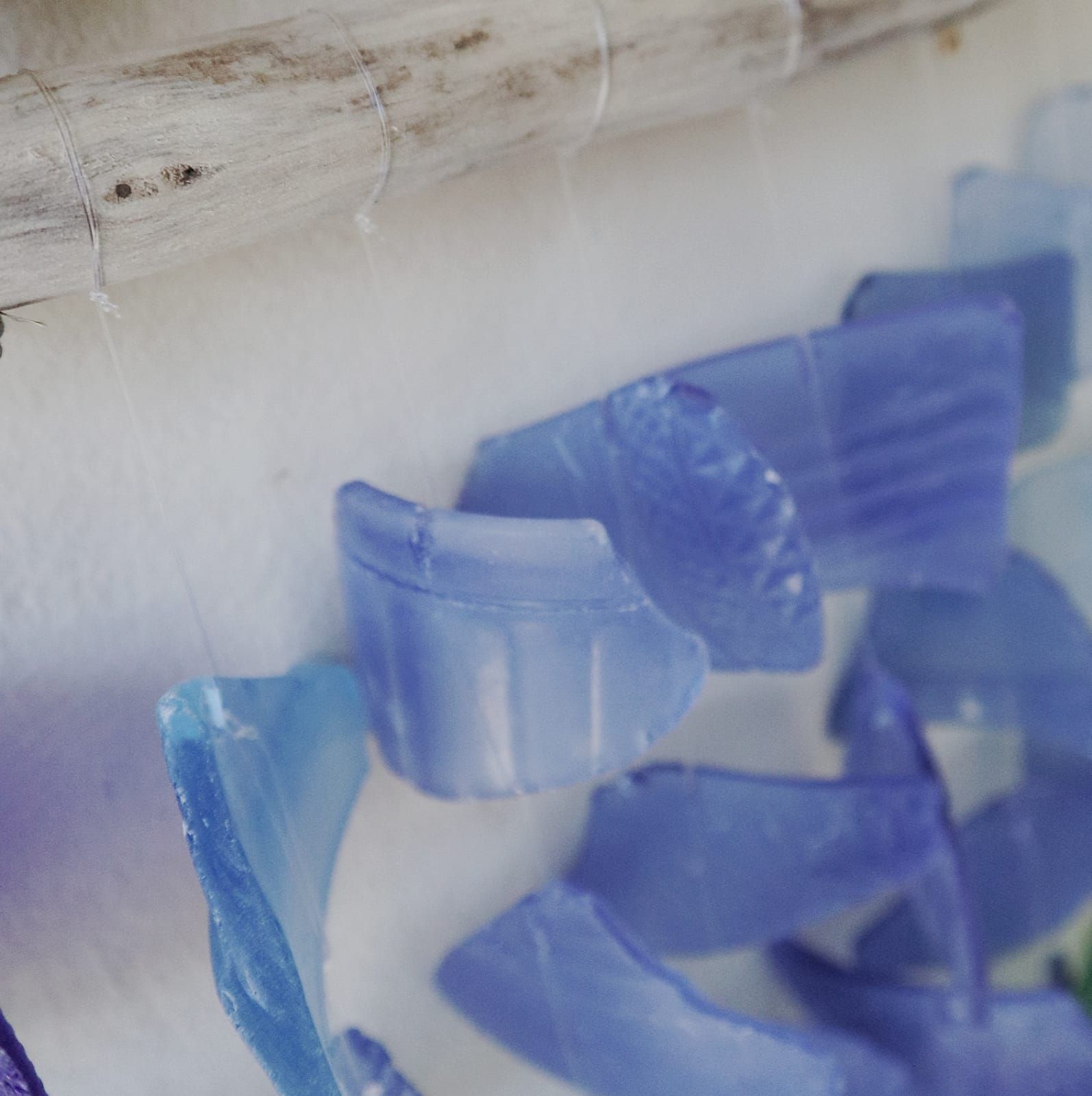 Three Stick Glass Wind Chime - All Blues