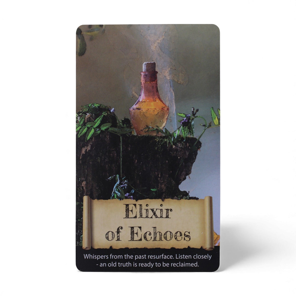 Crystals & Elixirs oracle card held in hand showing crystal artwork