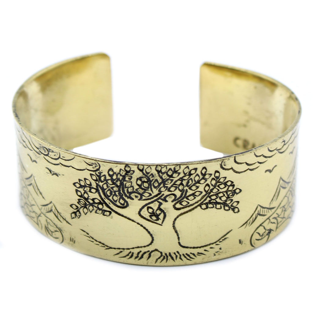 Brass Tibetan Mantra Bracelet | Tree of Life | Sacred Symbol Jewellery