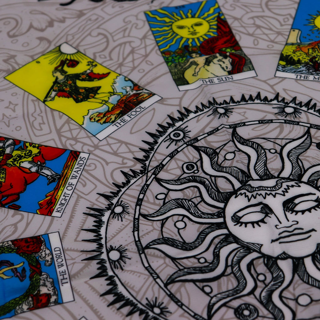  Tree of Life tarot cloth crystals and cards display spiritual reading mat