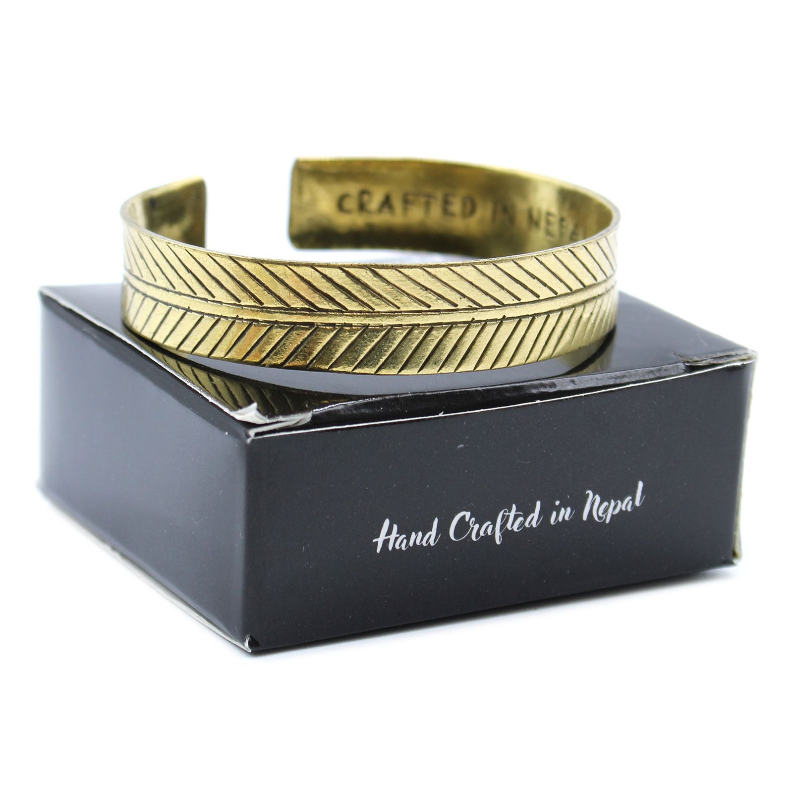 Brass Tibetan Bracelet | Wide Tribal Leaf | Handcrafted Wellness Jewellery