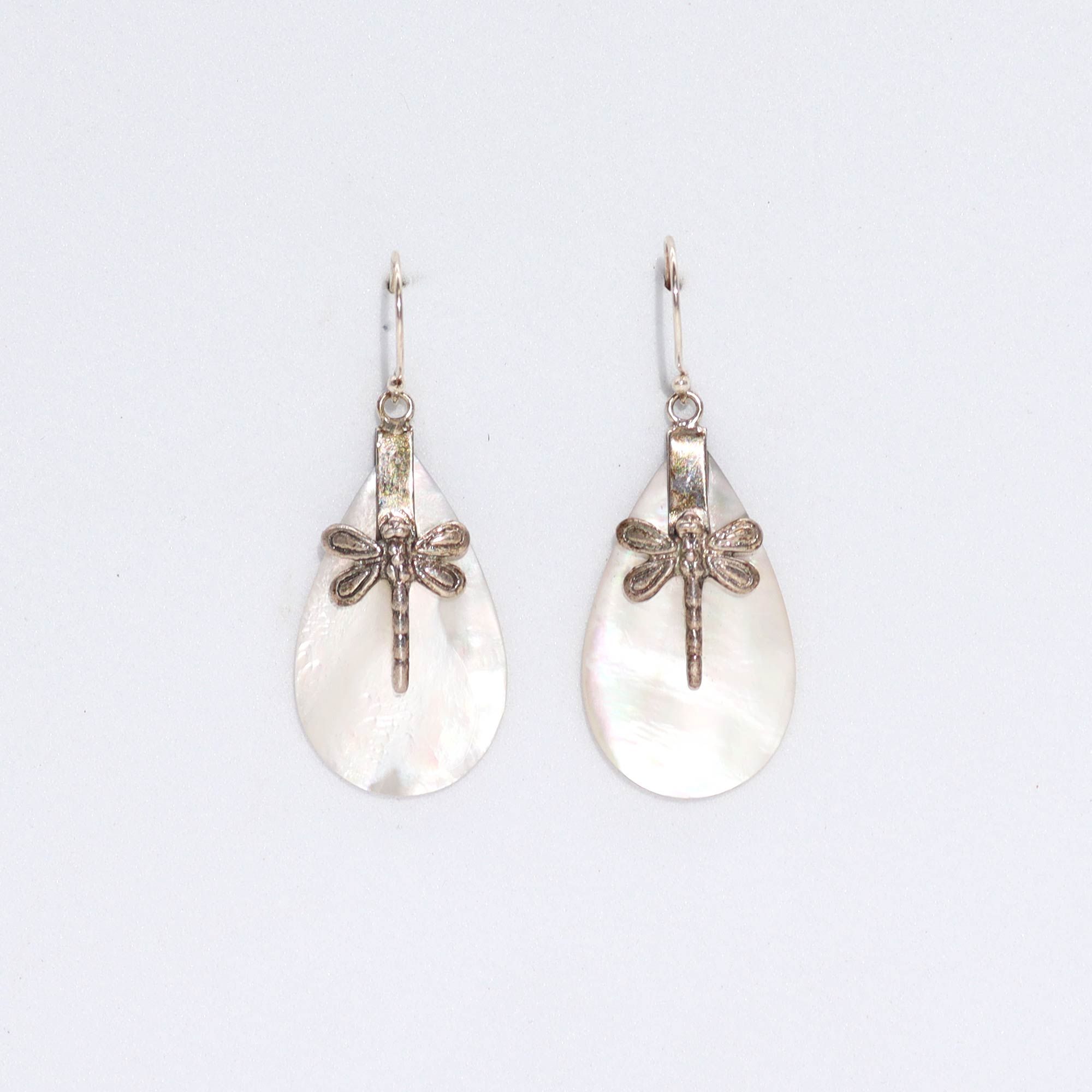 Shell & Silver Earrings | Dragonflies MOP | Handcrafted 925 Silver