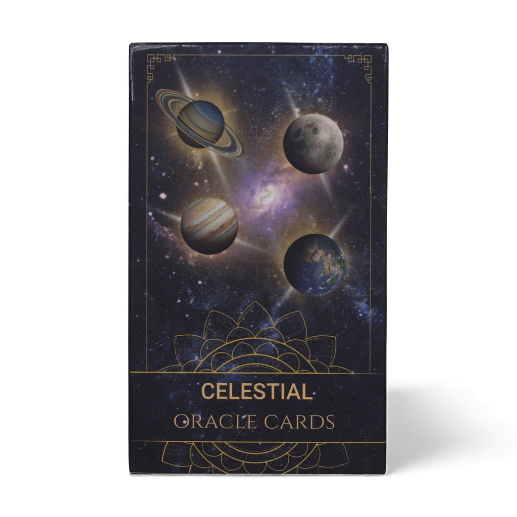 Celestial Energy Atlas Oracle Cards box front midnight navy celestial design