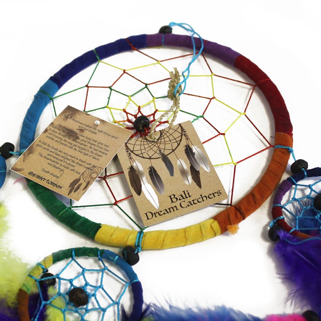 Bali dreamcatcher medium round full collection display black white red