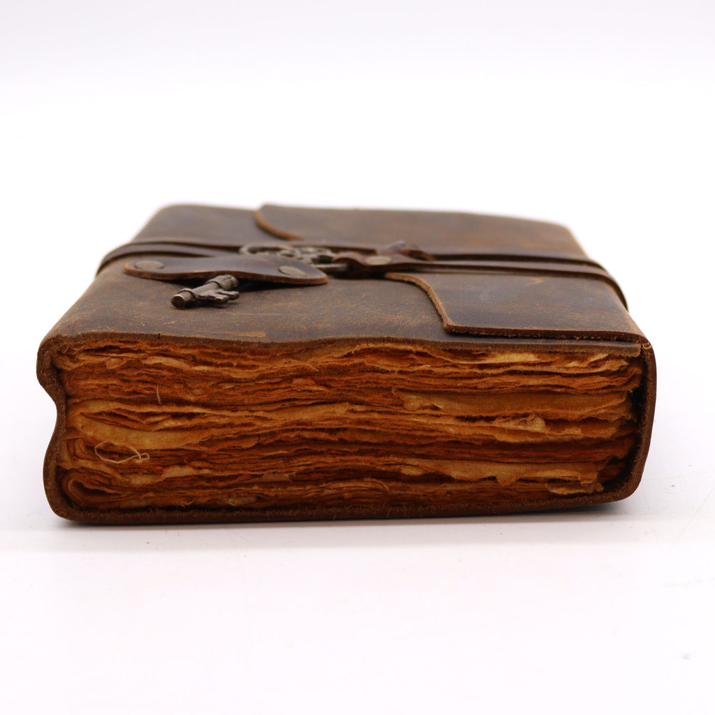 Oiled leather journal full view handcrafted gothic journal gift UK