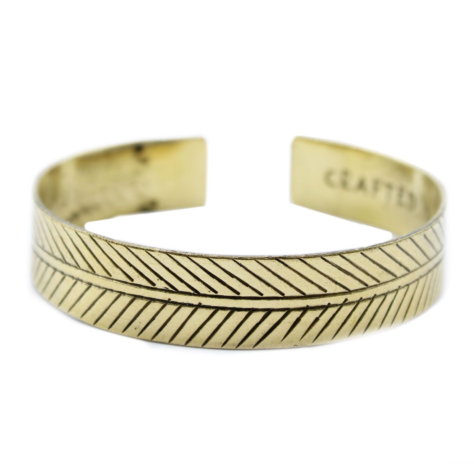 Brass Tibetan Bracelet | Wide Tribal Leaf | Handcrafted Wellness Jewellery