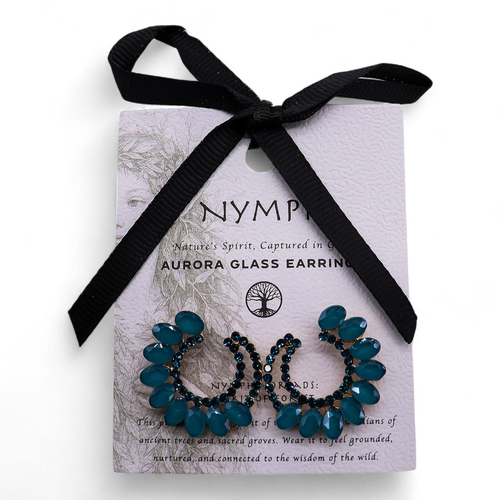 Teal Green - Vintage Glass - Loop - Earrings