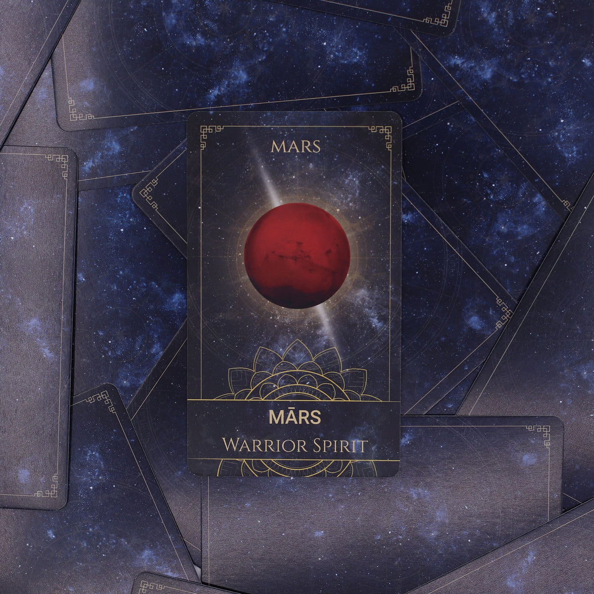 Celestial Energy Atlas Oracle Cards single card close up gold foil star detail