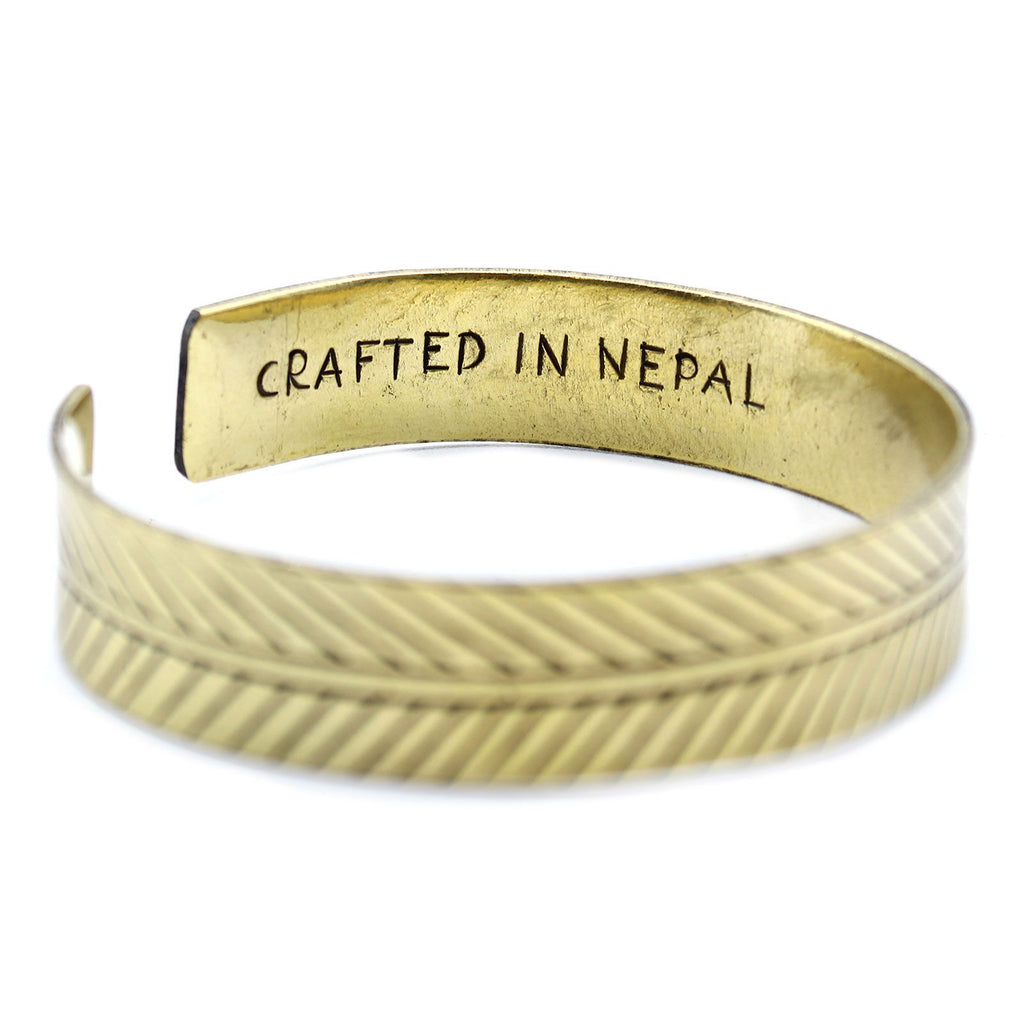 Brass Tibetan Bracelet | Wide Tribal Leaf | Handcrafted Wellness Jewellery