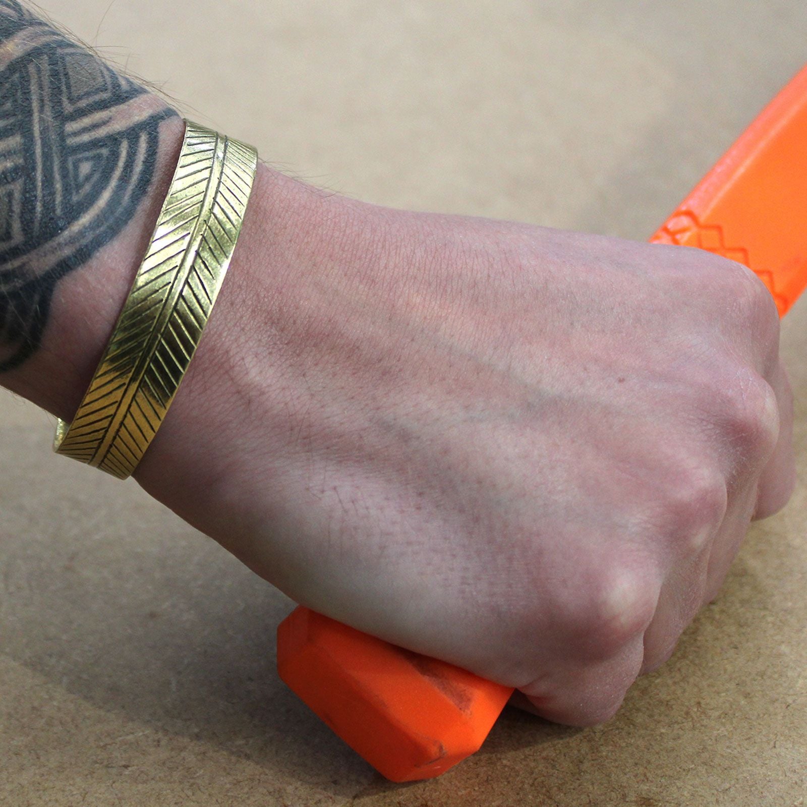Brass Tibetan Bracelet | Wide Tribal Leaf | Handcrafted Wellness Jewellery