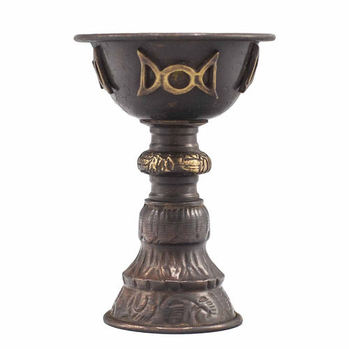 Antique copper ritual goblet Triple Moon witchcraft chalice pagan gift