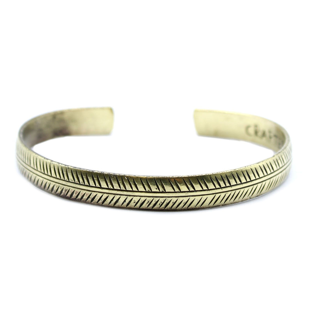 Brass Tibetan Bracelet | Slim Tribal Leaf | Handcrafted in Nepal