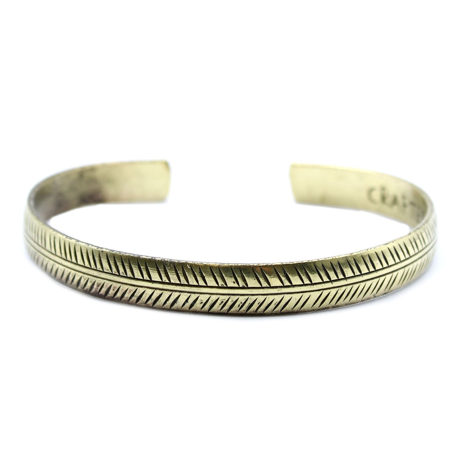 Brass Tibetan Bracelet | Slim Tribal Leaf | Handcrafted in Nepal