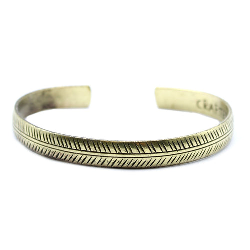 Brass Tibetan Bracelet | Slim Tribal Leaf | Handcrafted in Nepal