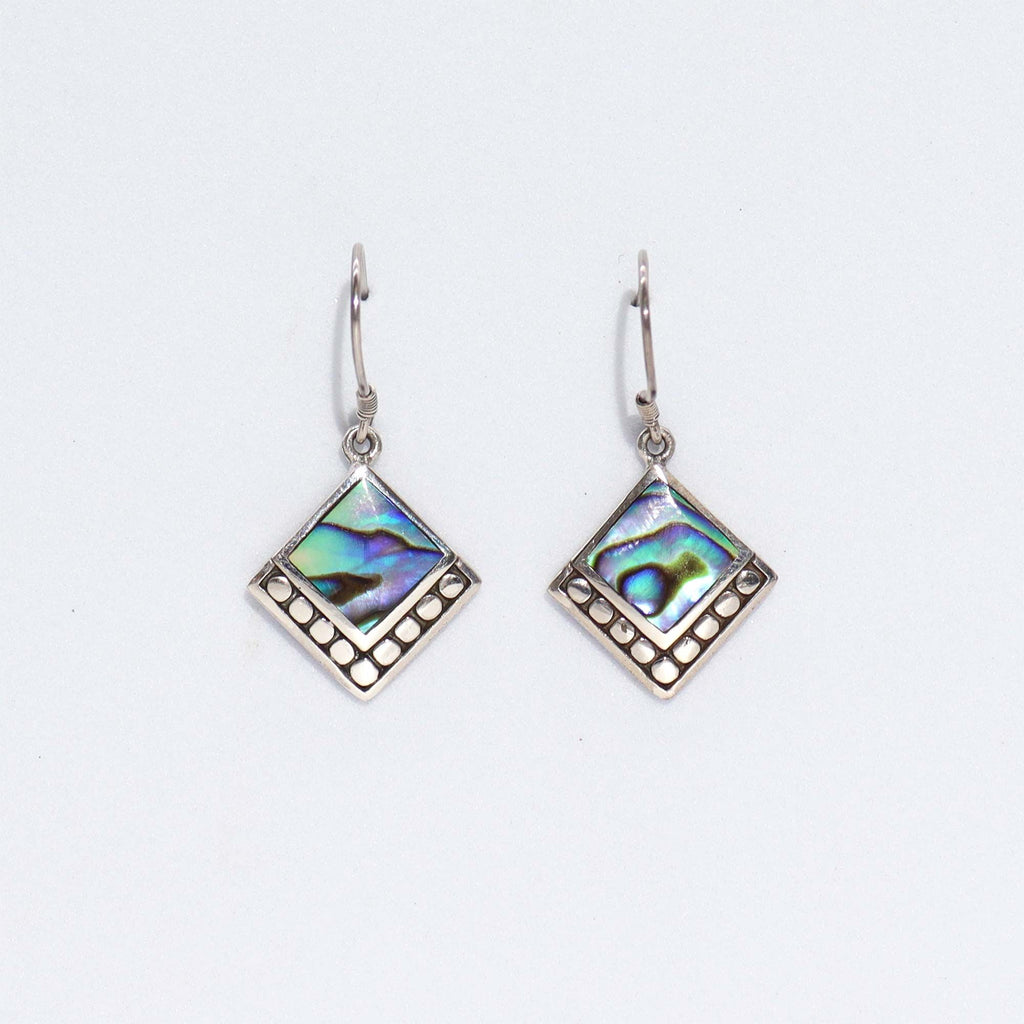 Shell & Silver Earrings | Square Dots Abalone | Handcrafted 925 Silver