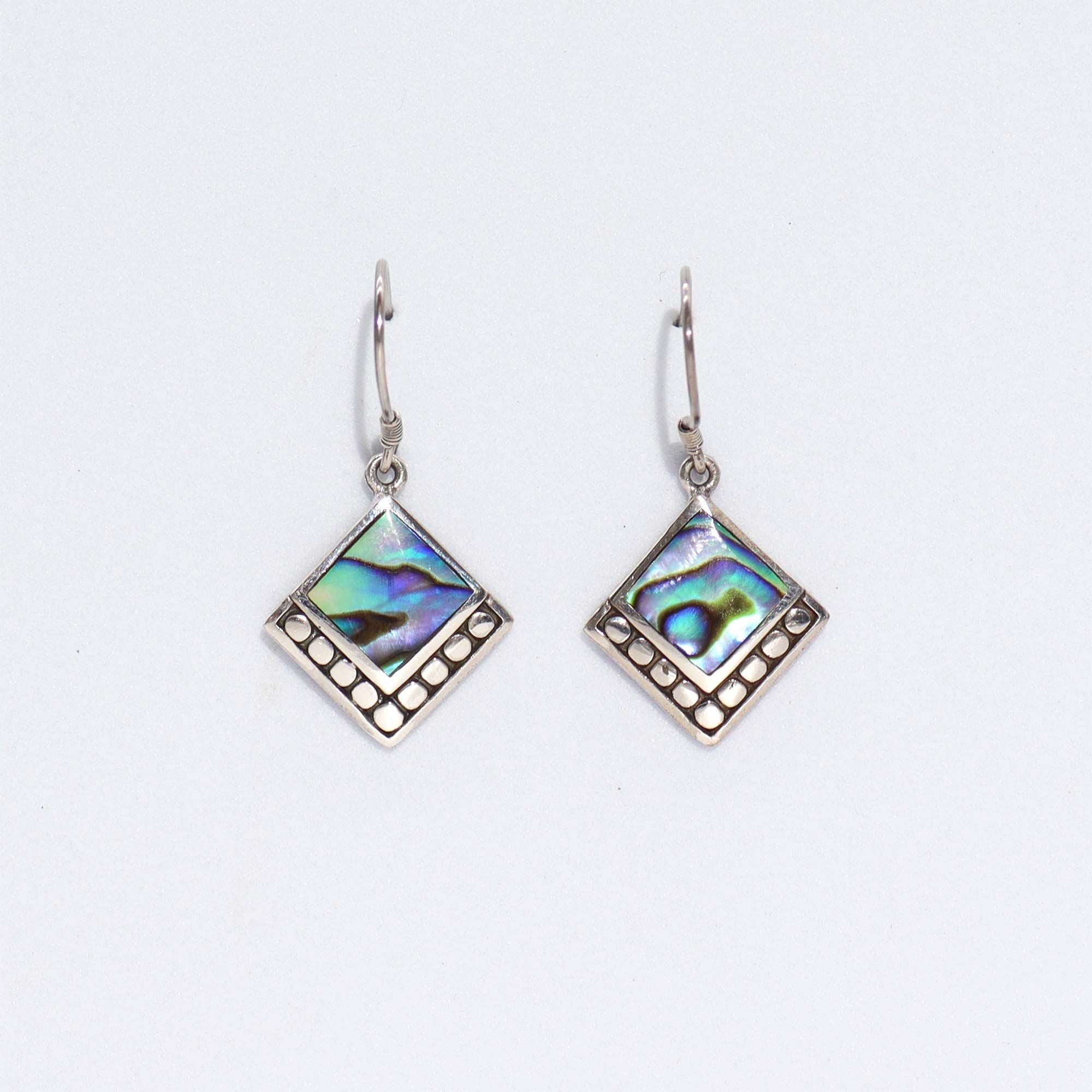 Shell & Silver Earrings | Square Dots Abalone | Handcrafted 925 Silver