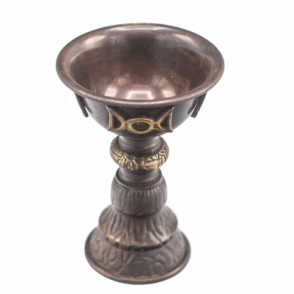 Antique copper Triple Moon goblet full view pagan wicca gift boxed