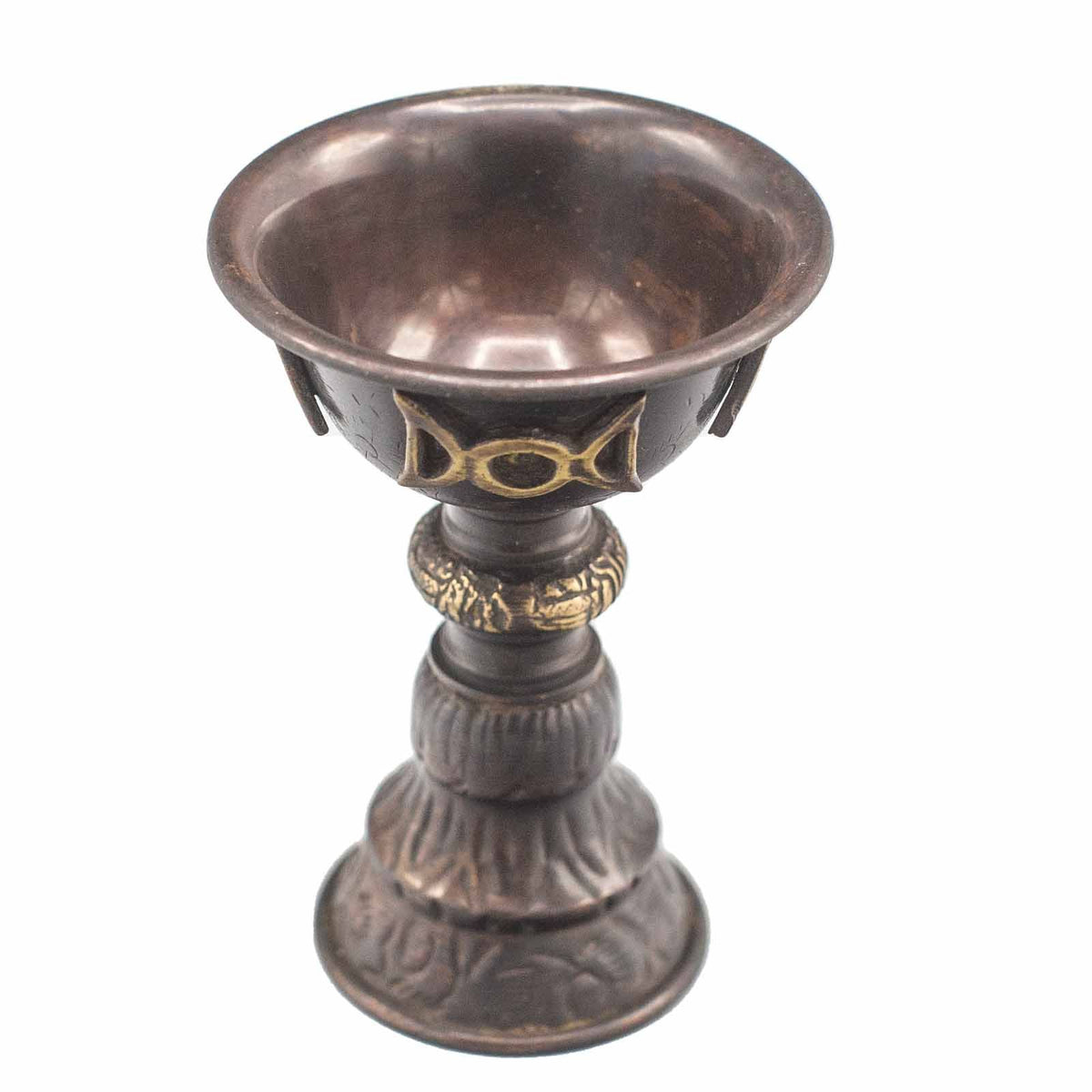 Antique copper Triple Moon goblet full view pagan wicca gift boxed