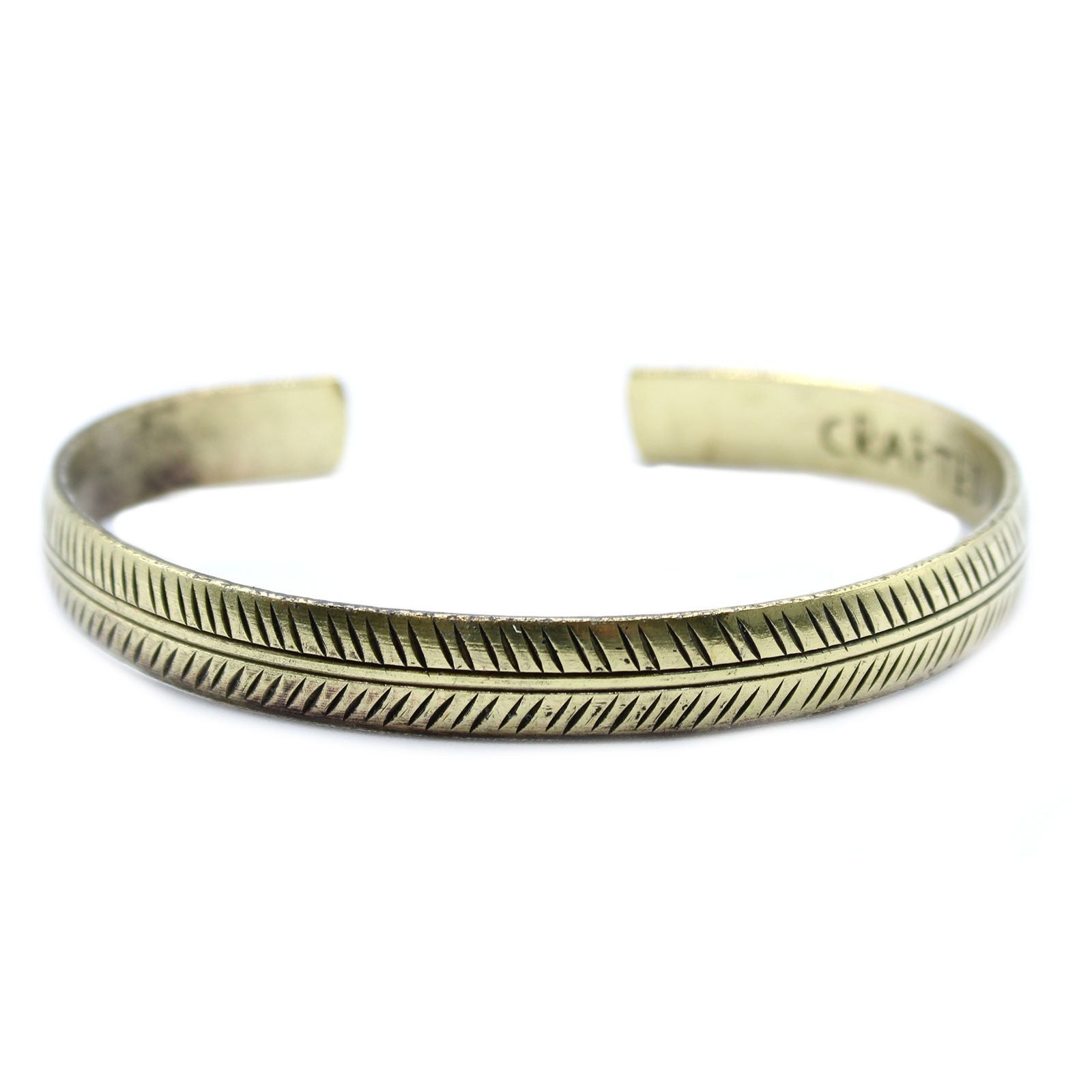 Brass Tibetan Bracelet | Slim Tribal Leaf | Handcrafted in Nepal