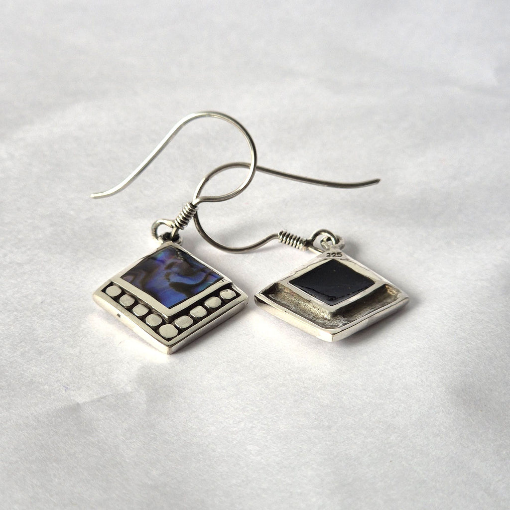 Shell & Silver Earrings | Square Dots Abalone | Handcrafted 925 Silver
