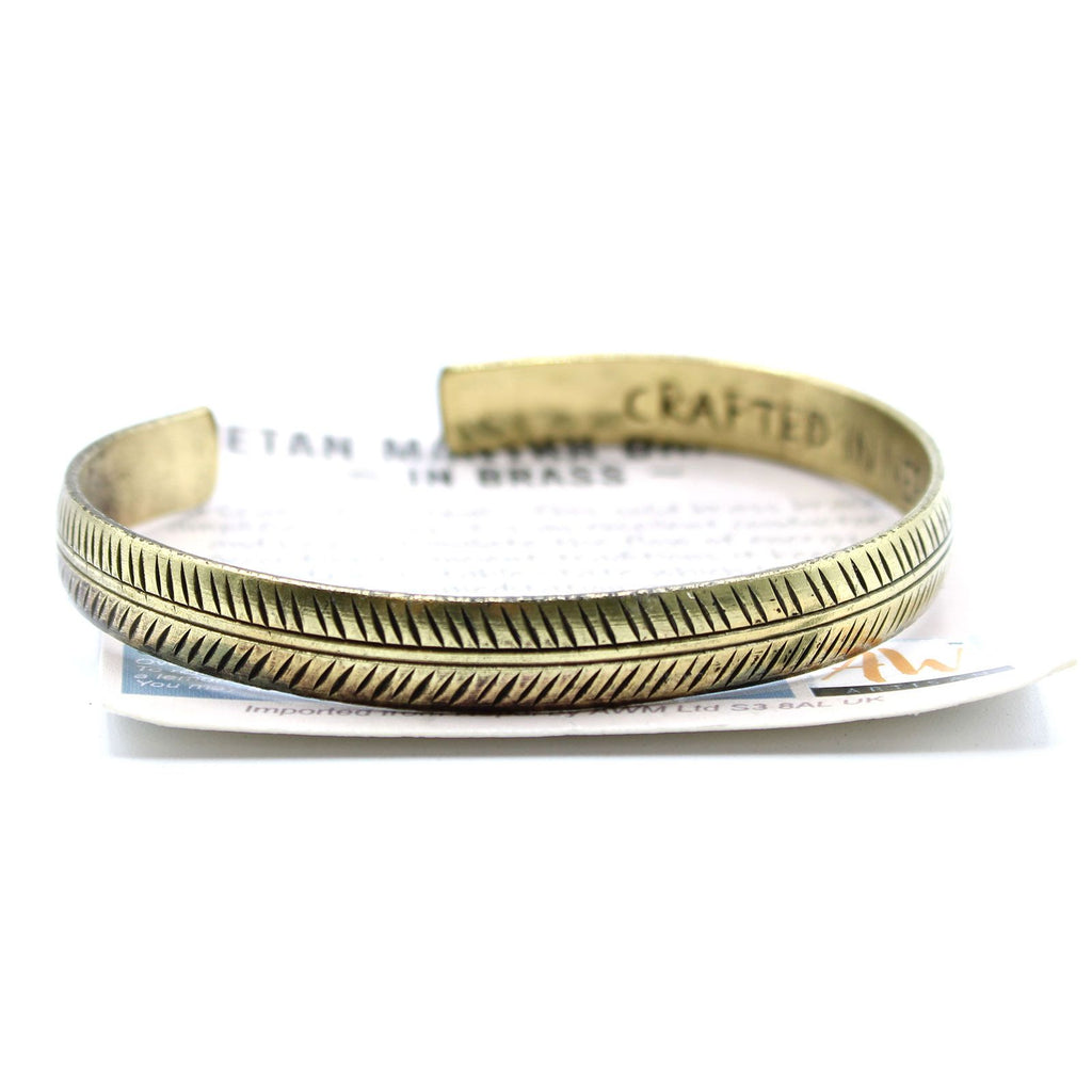 Brass Tibetan Bracelet | Slim Tribal Leaf | Handcrafted in Nepal