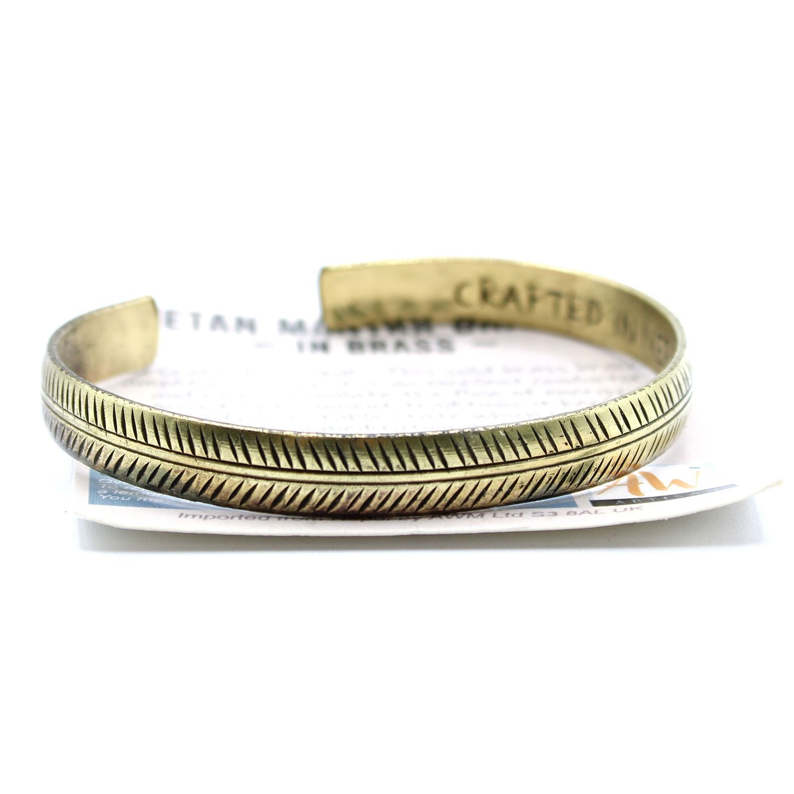 Brass Tibetan Bracelet | Slim Tribal Leaf | Handcrafted in Nepal