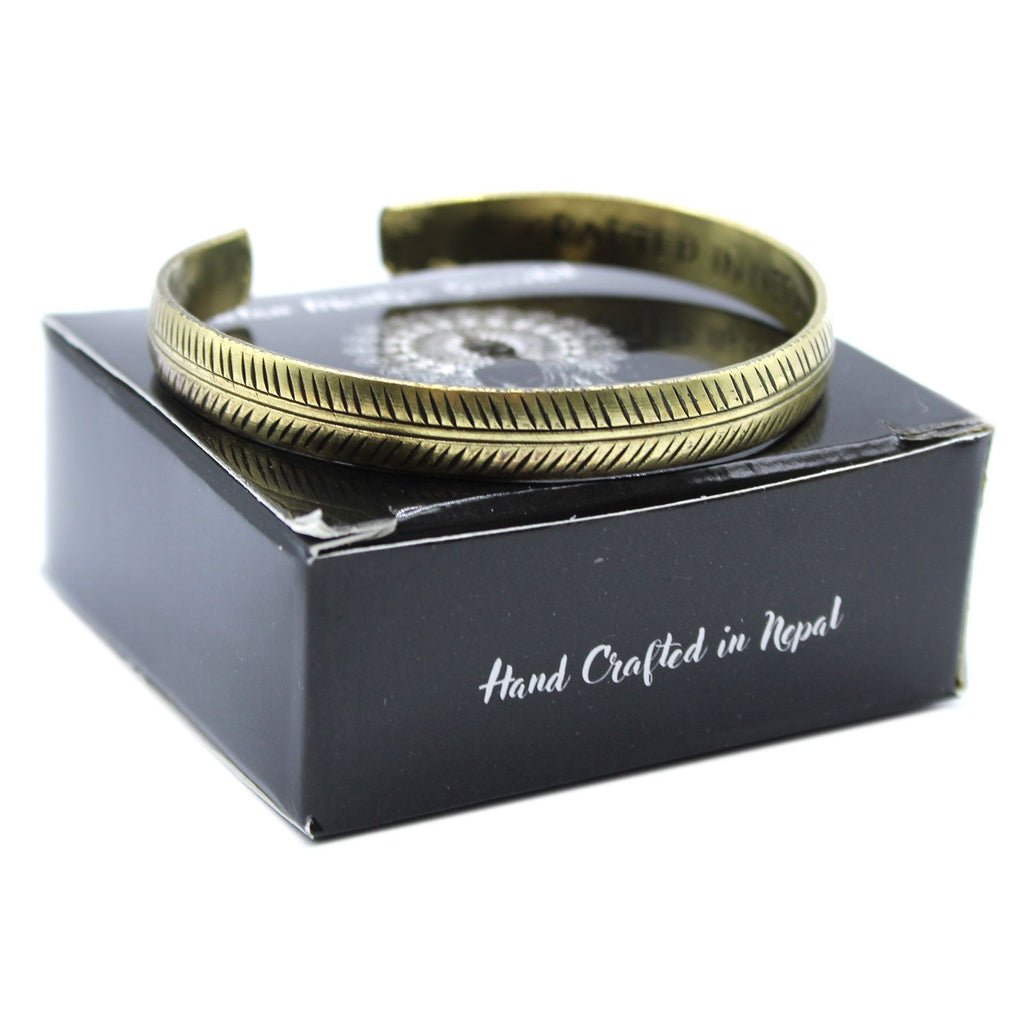 Brass Tibetan Bracelet | Slim Tribal Leaf | Handcrafted in Nepal