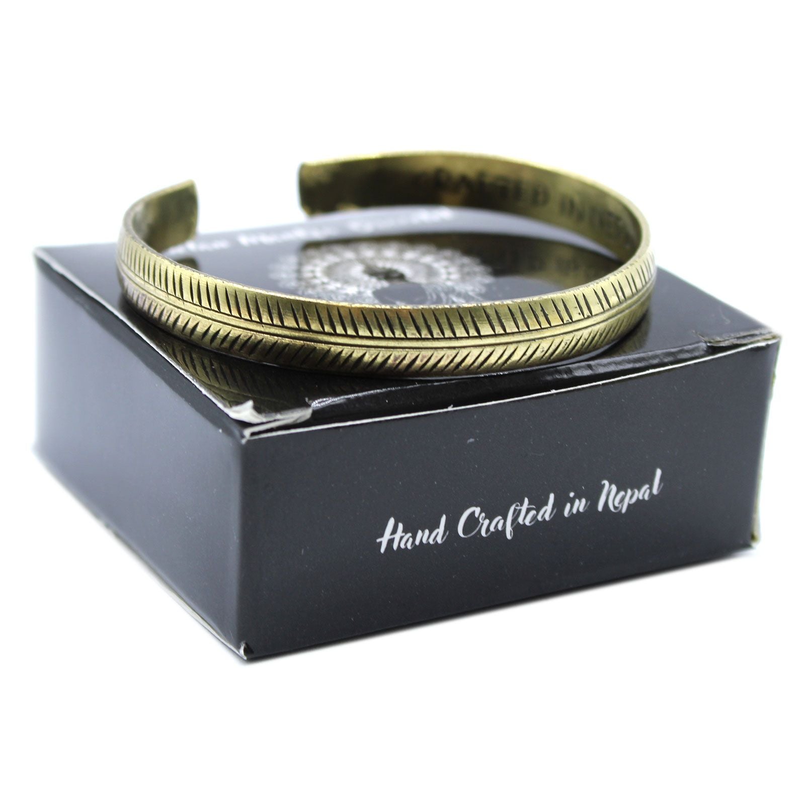 Brass Tibetan Bracelet | Slim Tribal Leaf | Handcrafted in Nepal
