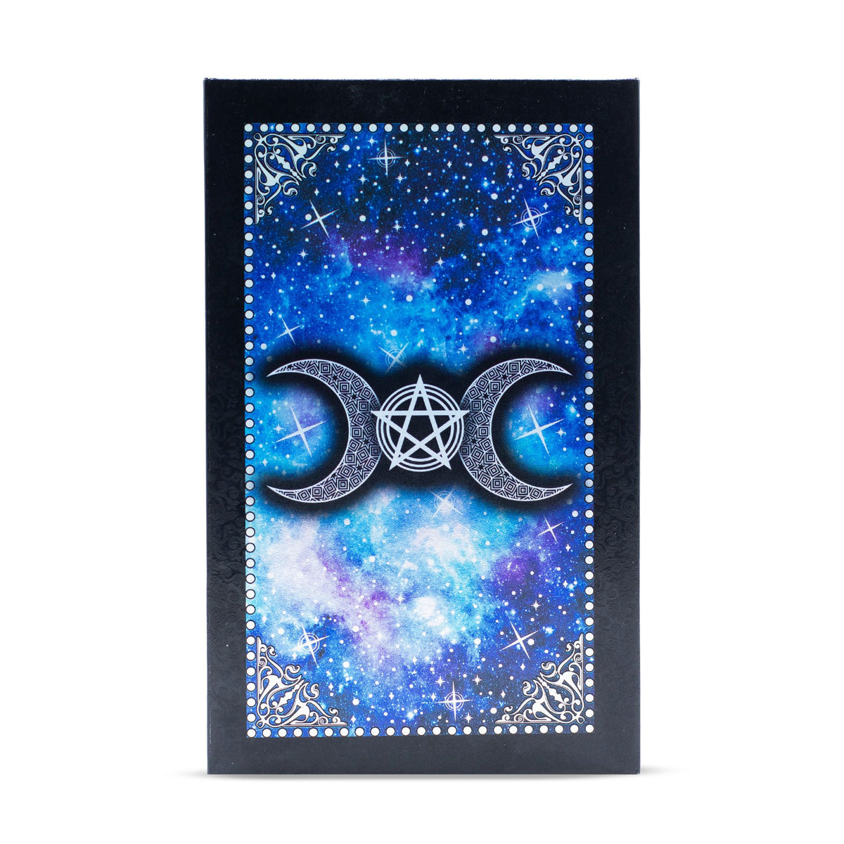 Moon Face Tarot deck box front celestial moon design blue foil cards UK
