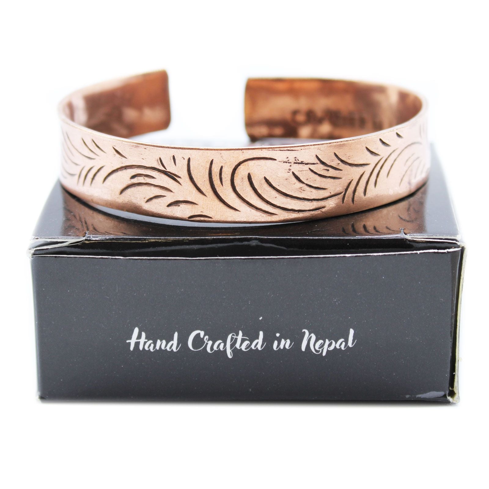 Copper Tibetan Bracelet | Wide Tribal Swirls | Handcrafted in Nepal