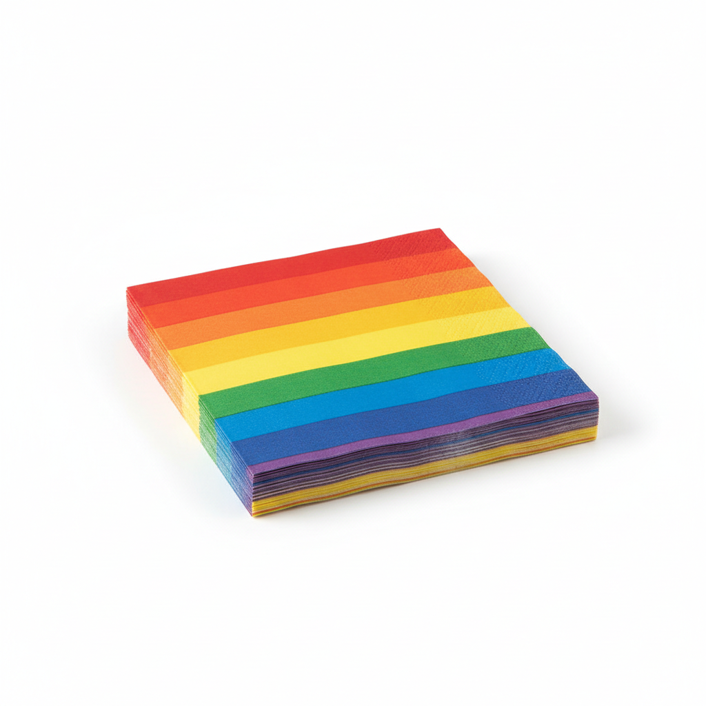 Rainbow pride napkins stacked product shot