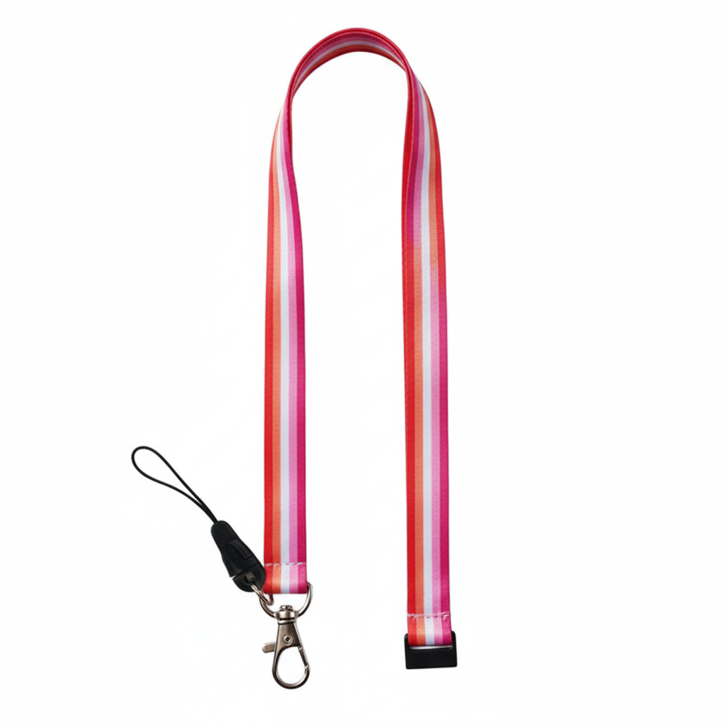 Lesbian Pride Flag Lanyard 🧡🤍💗 | LGBTQ+ Rainbow Neck Strap