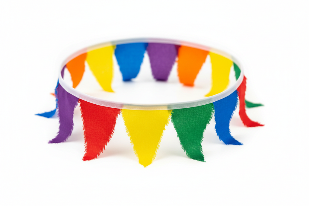 Rainbow bunting close up product shot