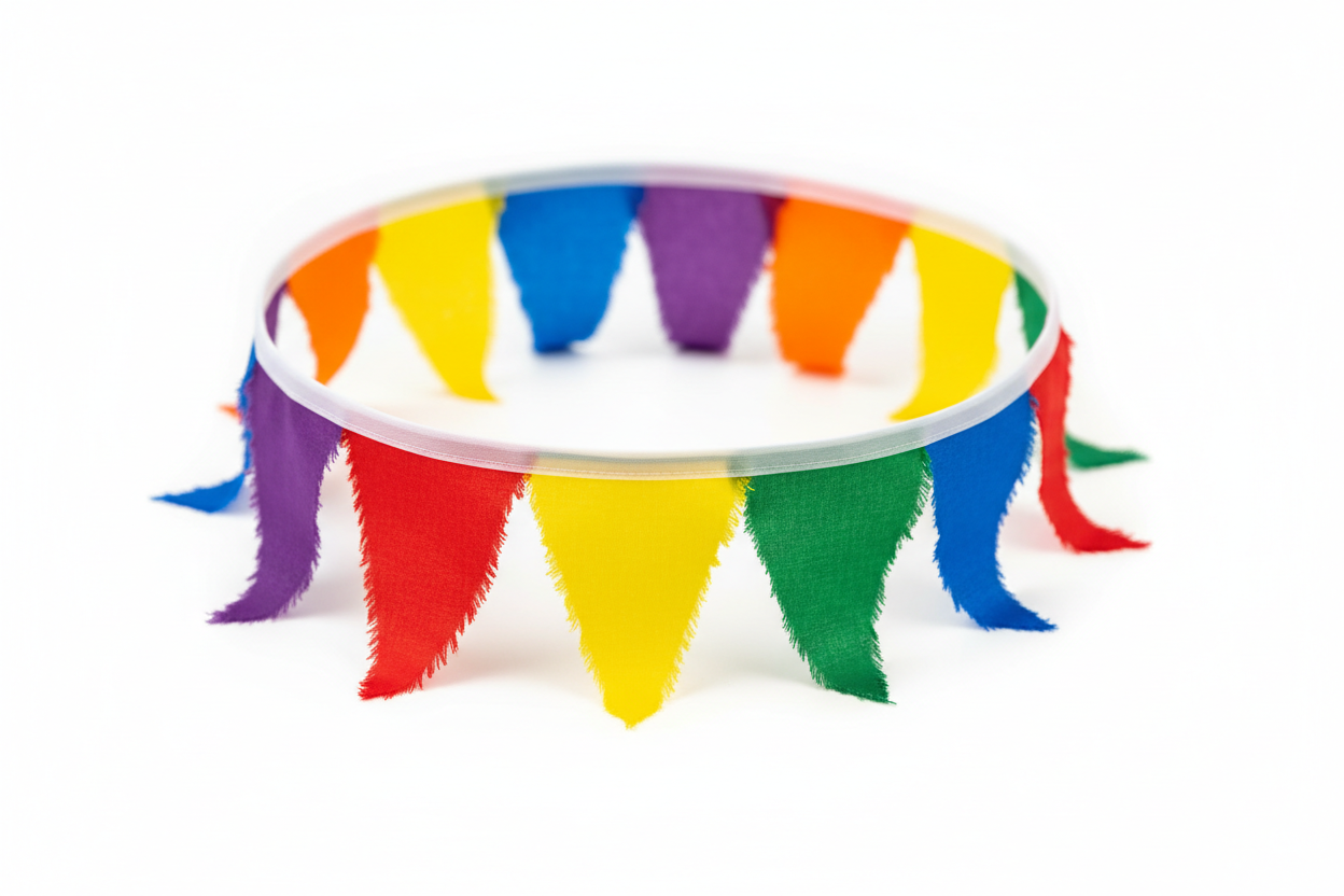 Rainbow bunting close up product shot