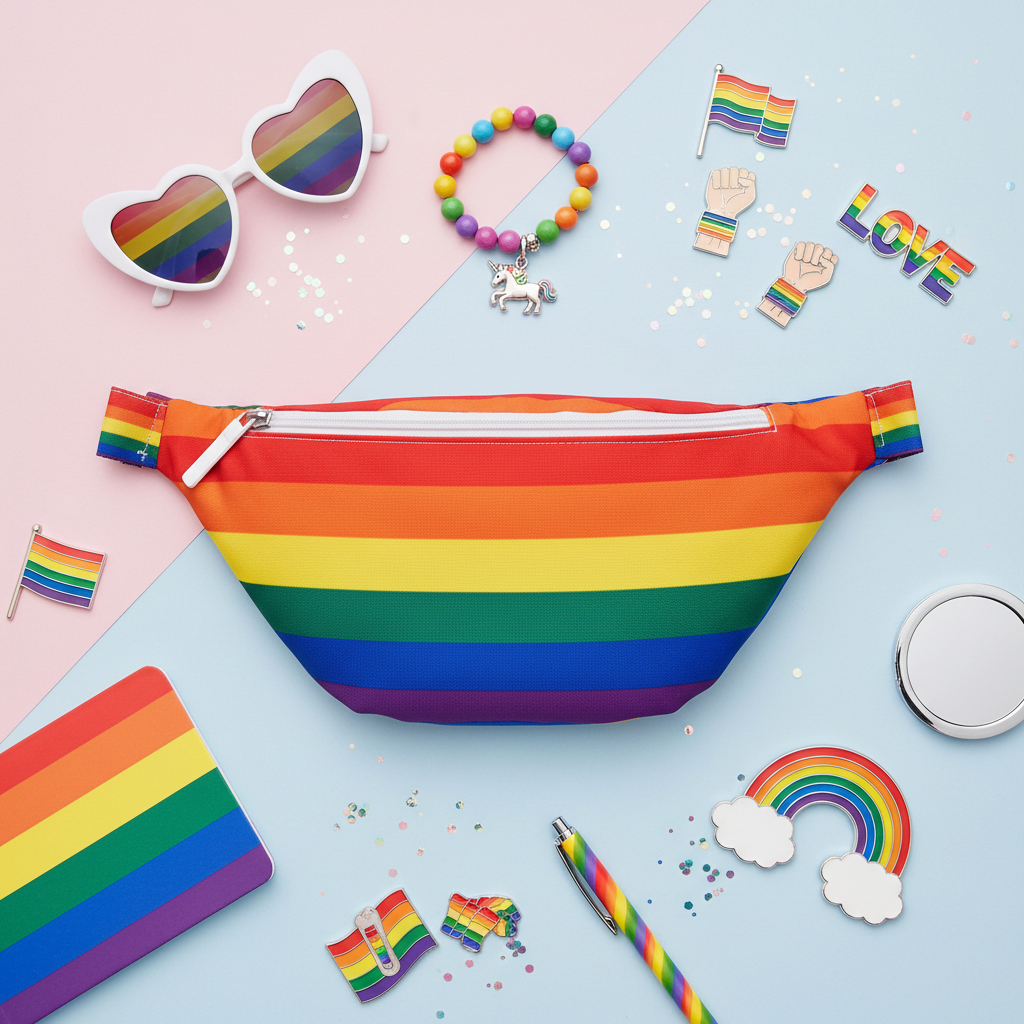 Rainbow Pride Bum Bag - Flat Lay