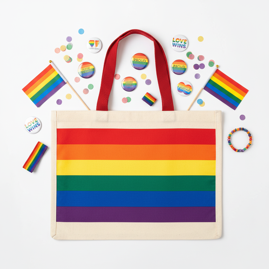 Rainbow Pride Tote Bag - Flat Lay