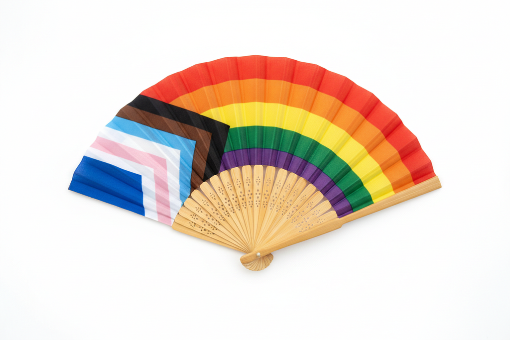 Updated Progress Pride Fan - Flat lay